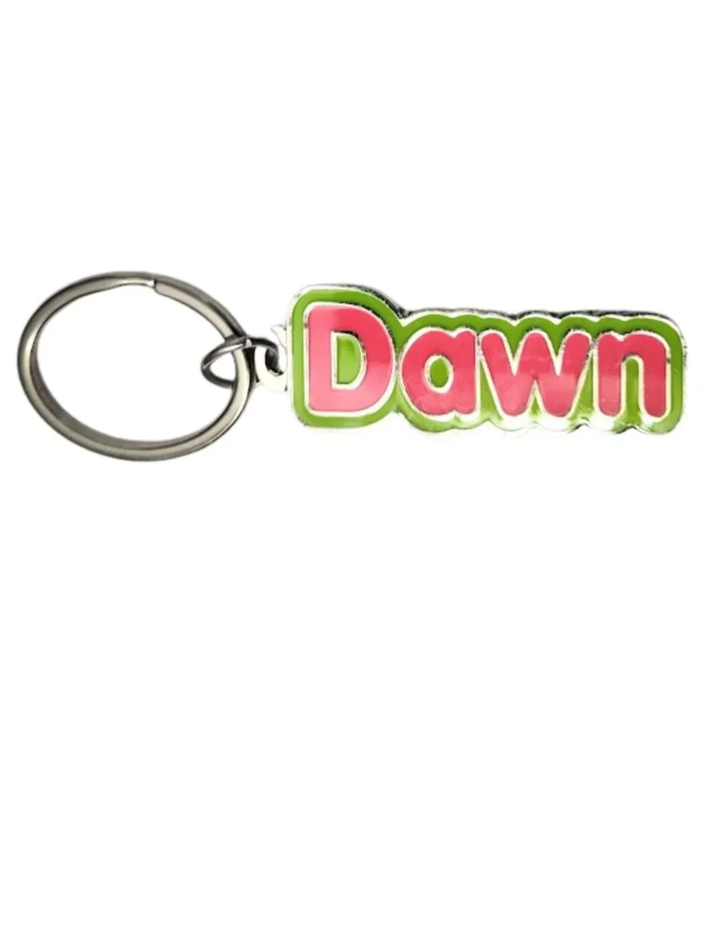 SWIBCO NW0T Pink & Green Galaxy Keychain Silver Metal Personalized Name DAWN